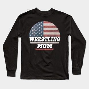 Wrestling Mom USA Flag Long Sleeve T-Shirt